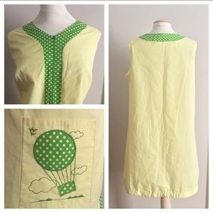 True Vintage! Yellow and green hot air balloon house dress